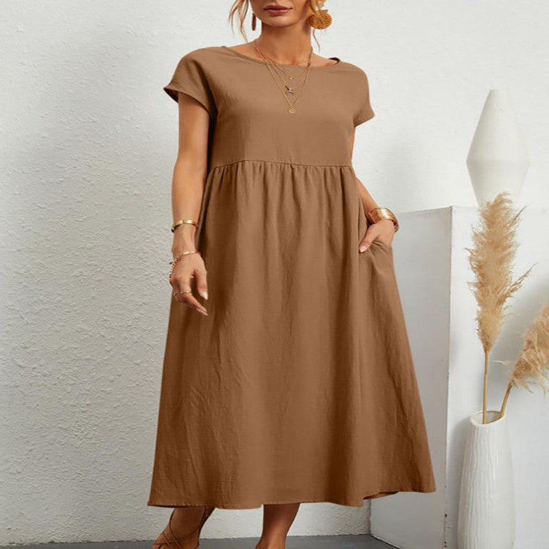 Audrey – Ärmelloses Baumwoll-Leinen-Kleid mit Taschen