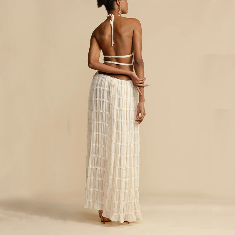 Louise – Sexy ärmelloses Backless Cropped Top und plissiertes langes Kleid