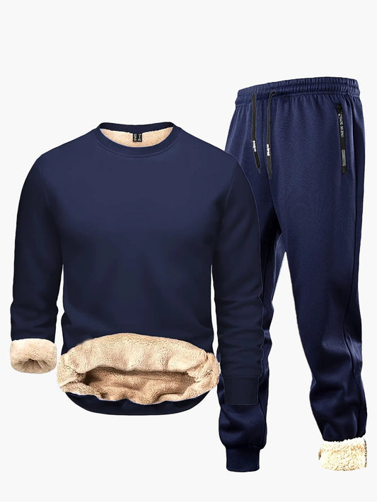Herren Freizeit Trainingsanzug Set für Herbst und Winter – Warmes Outfit mit Fleecefutter, Jogginganzug für Alltag und Sport