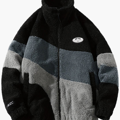 Herren Preppy Style Softshelljacke mit Farbblock-Design und Stehkragen – Freizeitjacke mit Reißverschluss