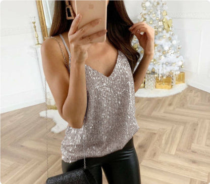 Gabrielle – Glitzerndes Sommer-V-Ausschnitttop