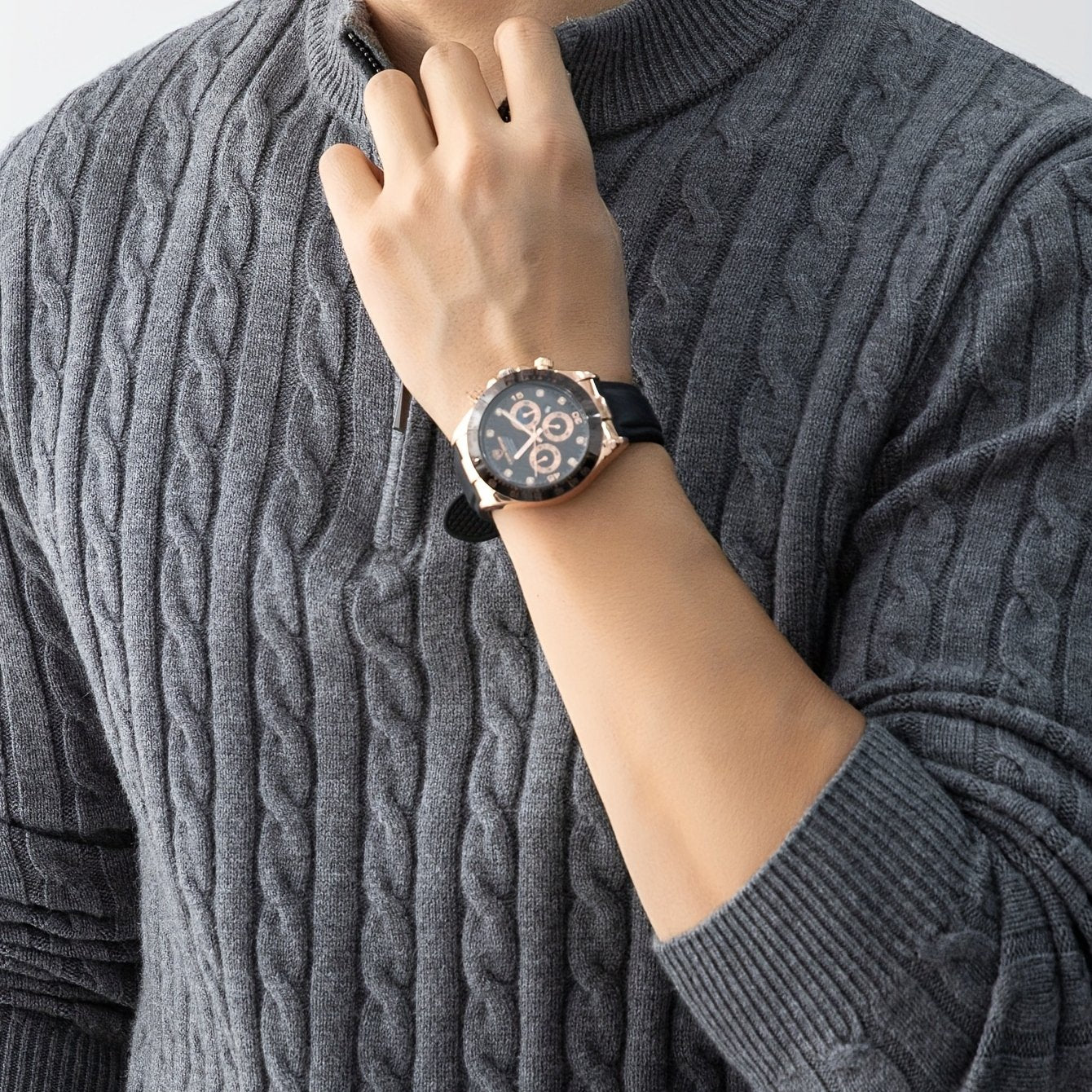 Herren Pullover mit Zopfmuster und Stehkragen – Modischer Strickpullover für Herbst und Winter, Casual Stil