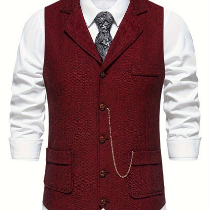 Herren Weste Klassisch Modern Business Hochzeit – Elegantes Herrenwesten-Design mit Reverskragen und Retro-Charme