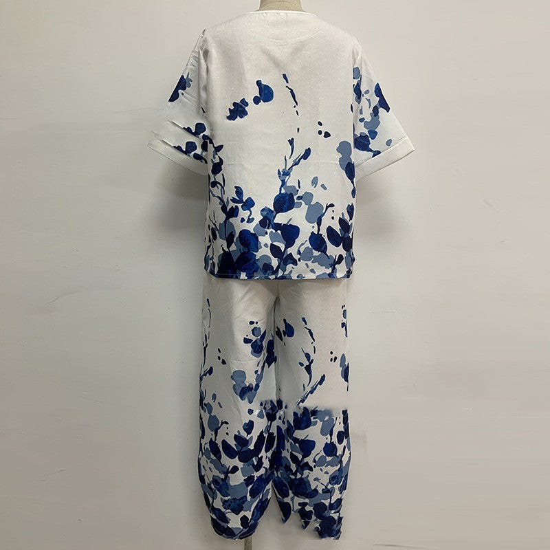 Adele – Bedrucktes Damen-Ensemble mit Pflanzenmuster