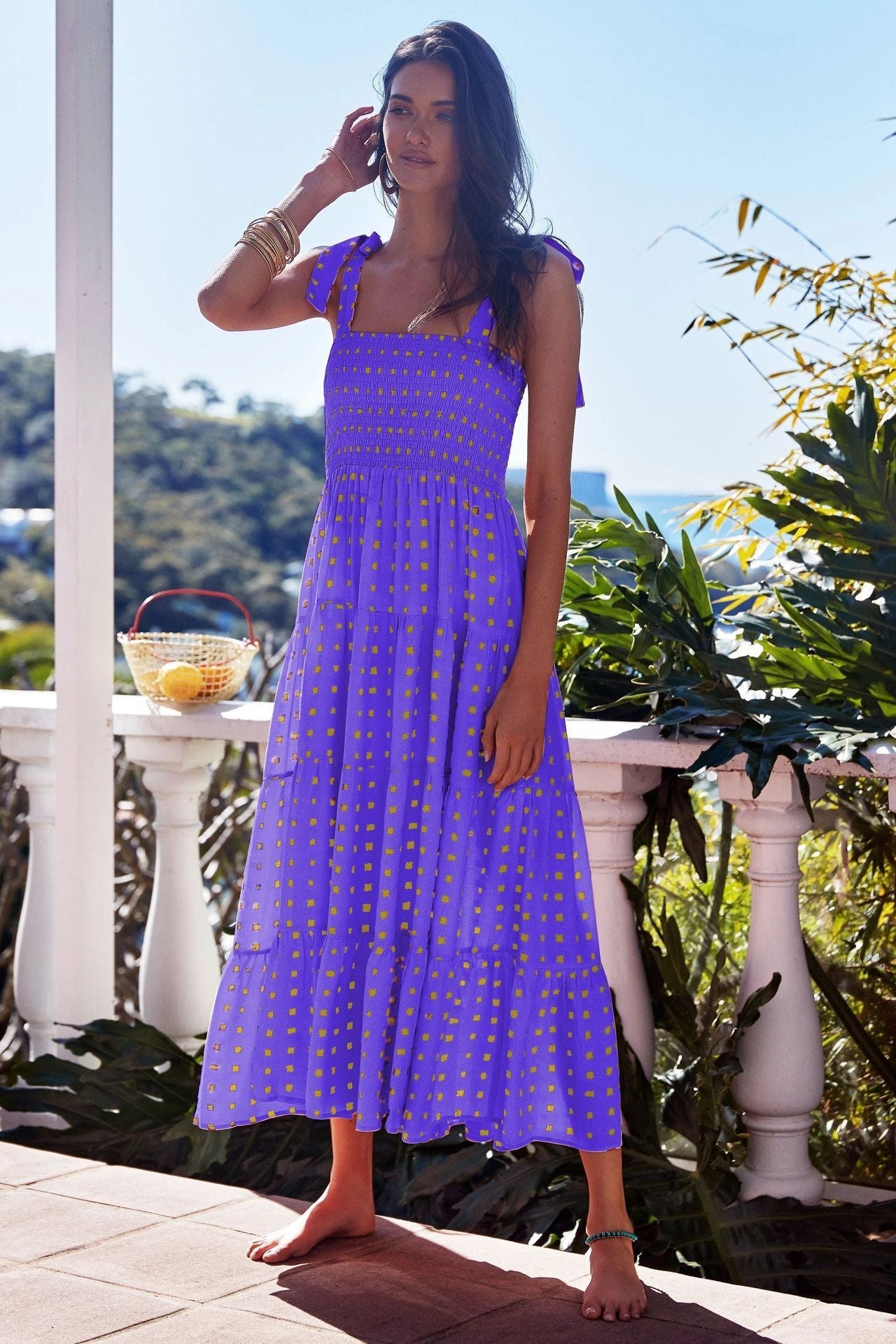 Tamara – Langes Kleid mit Sling-Tie-Druck