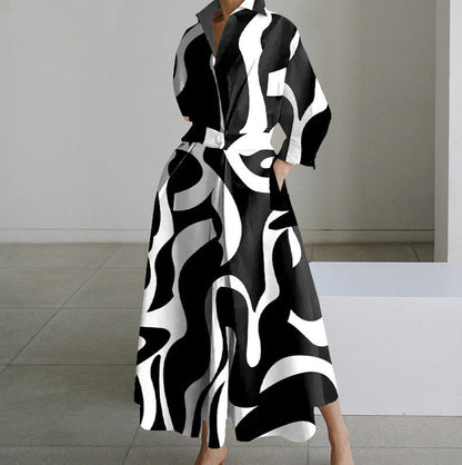 Charlotte – Langärmliges Blusen-Kleid mit elastischer Taille