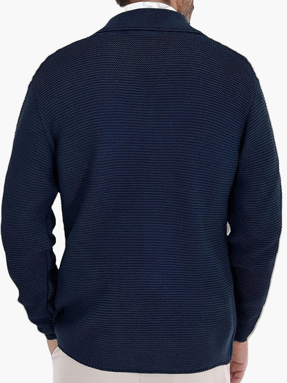 Herren Strickjacke mit Reverskragen und Doppelreiher – Eleganter Casual-Style für Alltag und Büro