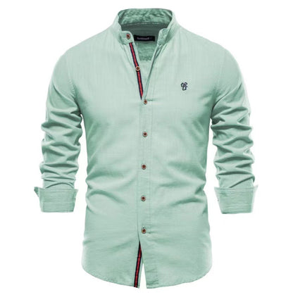 Herren Freizeithemd Slim Fit Stehkragen Modern Business Casual