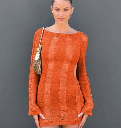 Anna – Schickes, figurbetontes, langärmliges Kleid mit tiefem Rückenausschnitt