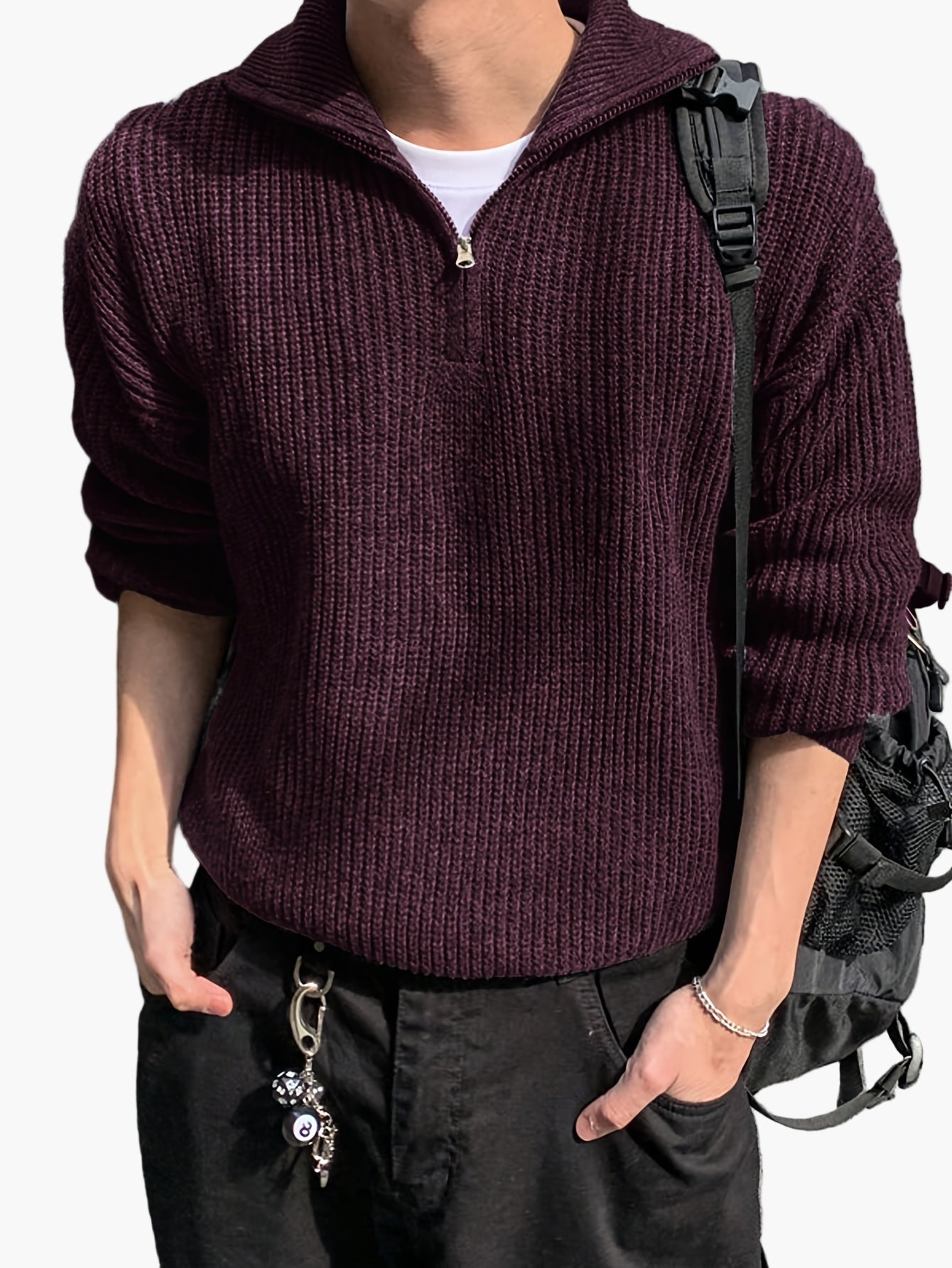 Herren Strickpullover mit Reißverschluss, Casual Style, ideal für Alltag und Freizeit