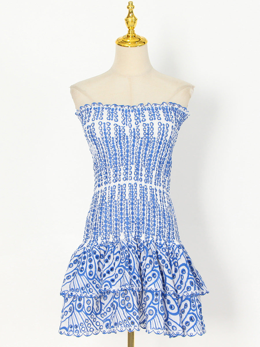Wendy – A-Linien-Kleid mit Rüschen und modischem Druck für Strandpartys
