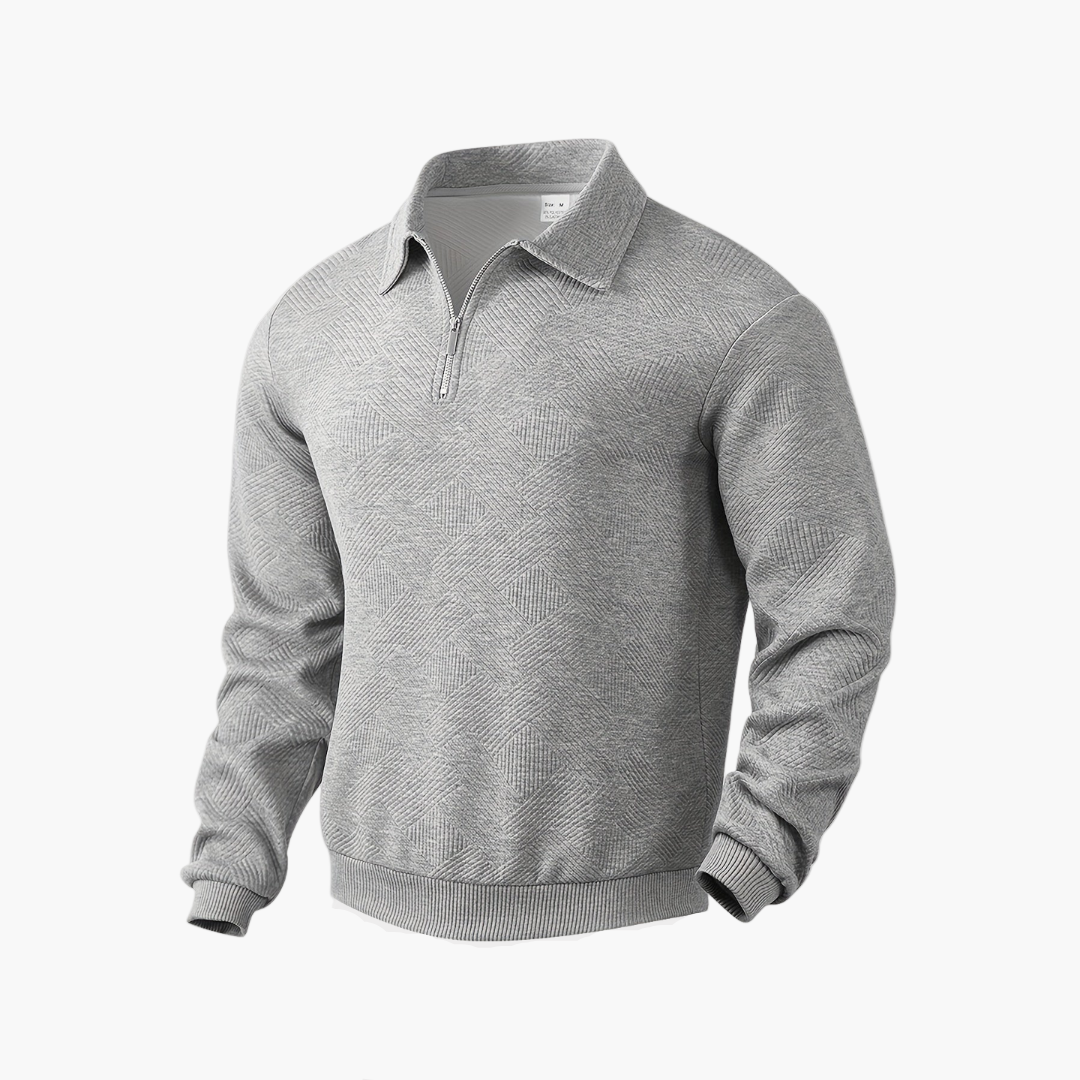Herren Pullover Vintage Style mit geometrischem Muster und Reißverschluss – Ideal für Freizeit und Alltag