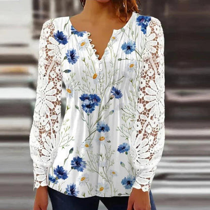 Stan – Damen T-Shirt mit Spitzenärmeln und Falten
