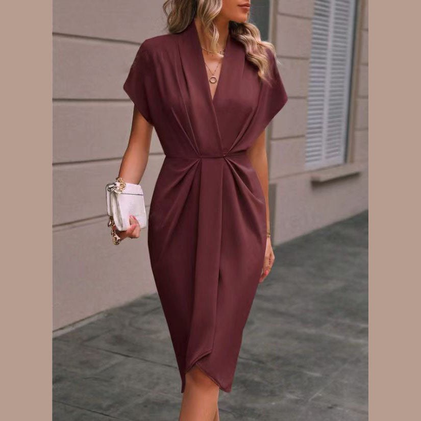 Kathleen – Modisches Sommerkleid mit Fledermausärmeln und V-Ausschnitt