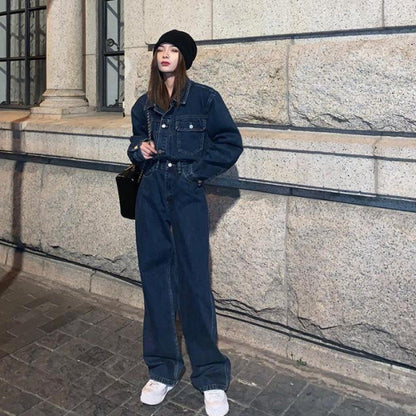 Rodney – Hoch taillierte gerade weite Jeans im Zweiteiler-Set