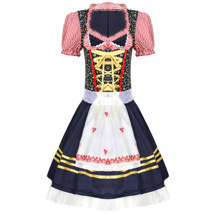 Damen Oktoberfest Dirndl Kostüm für Cosplay & Karneval – Traditionelles Biermädchen Kleid