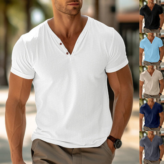 Robert – Kurzärmliges Herren-T-Shirt in einfarbigem Design für den Sommer am Strand