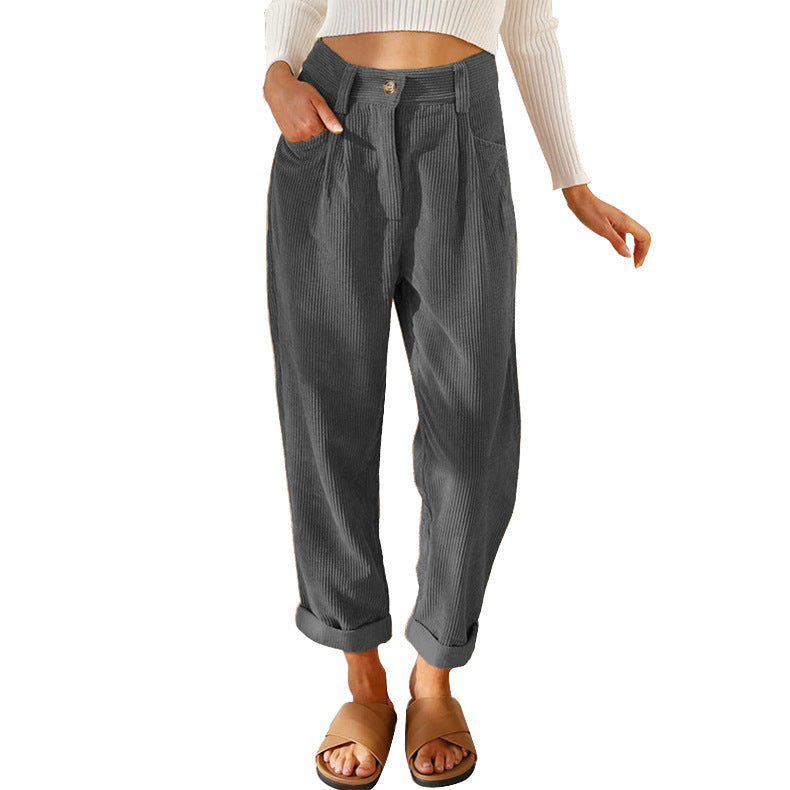 Marie – Hochtaillierte lässige Cordhose mit geradem Schnitt