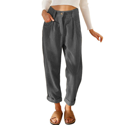 Marie – Hochtaillierte lässige Cordhose mit geradem Schnitt
