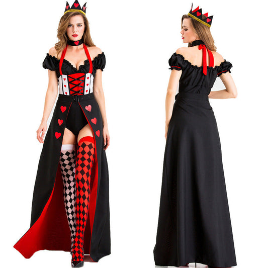 Damen Halloween Königin der Herzen Kostüm – Rollenspiel Kleid für Party & Karneval