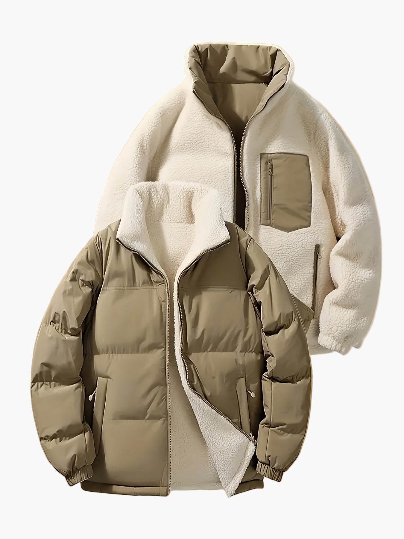 Herren Wendbare Fleecejacke im Casual-Stil für Herbst und Winter – Vielseitige Outdoor Freizeitjacke