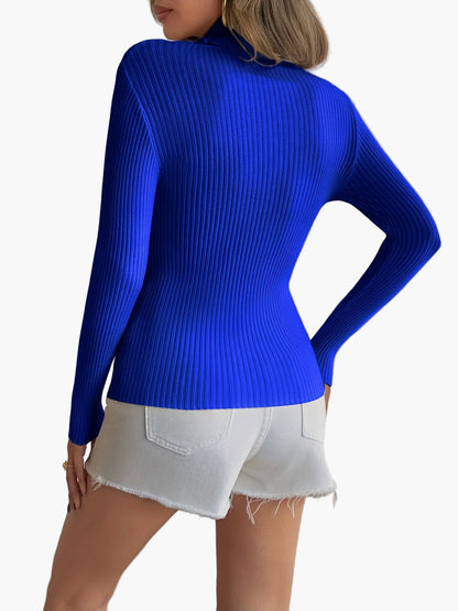 Damen Feinstrick Rollkragenpullover Slim Fit Elegant Freizeit