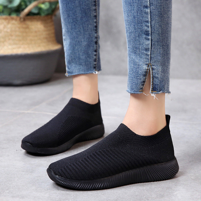 Tara – Plus Size Fly-Knit Socken Schuhe aus elastischem Stoff