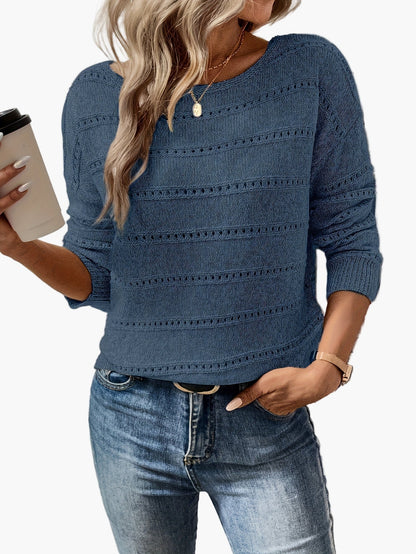 Damen Strickpullover Elegant Lässiger Herbst Winter Rundhals