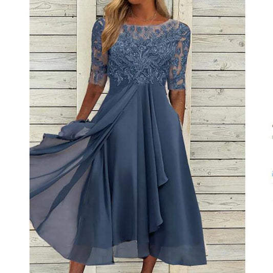 Shannon – Chiffon Kleid mit Spitzen-Ausschnitten für Damen