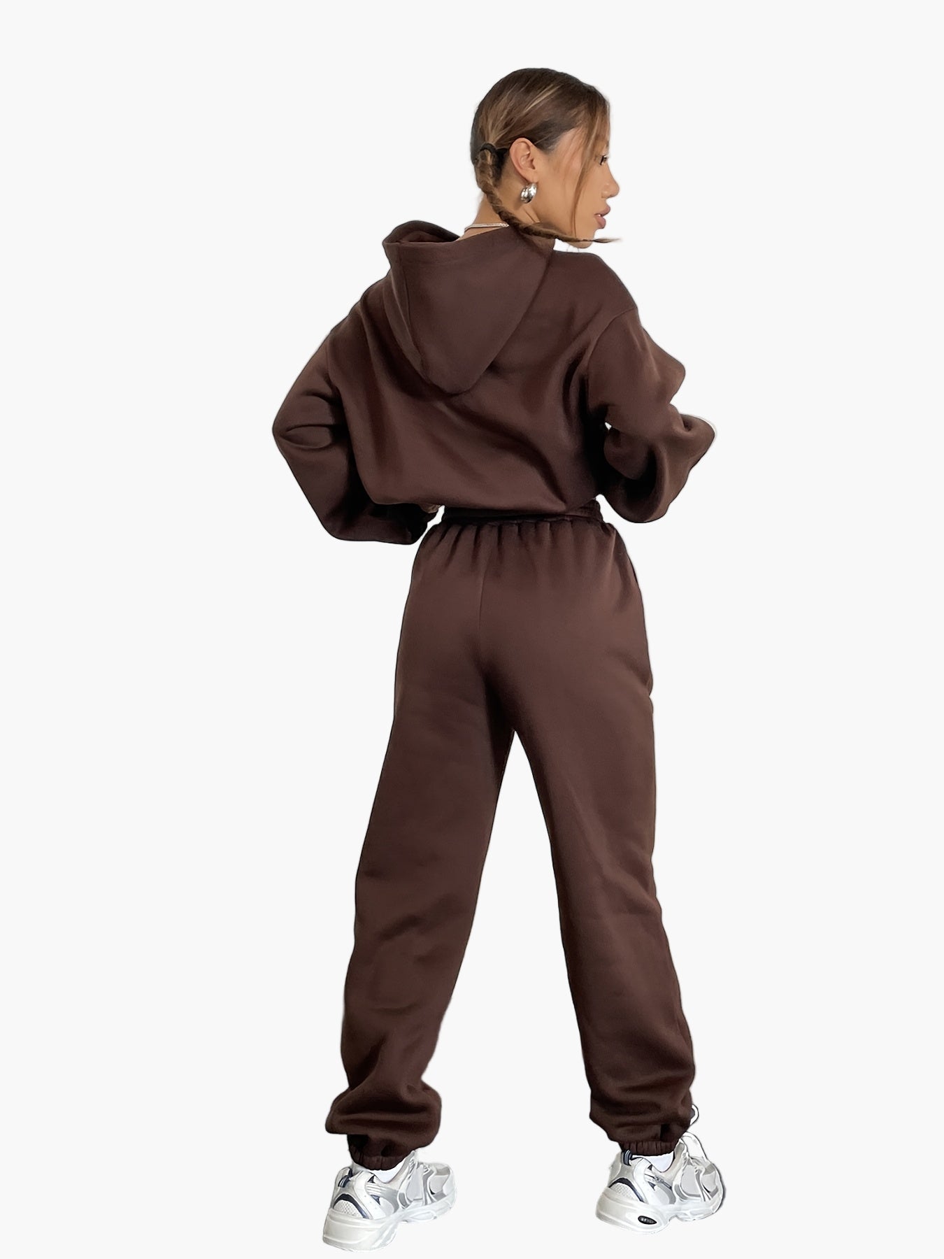 Damen Loungewear Set – Kapuzen-Crop-Sweatshirt & Jogginghose, Freizeit Outfit, Sportlicher Zweiteiler