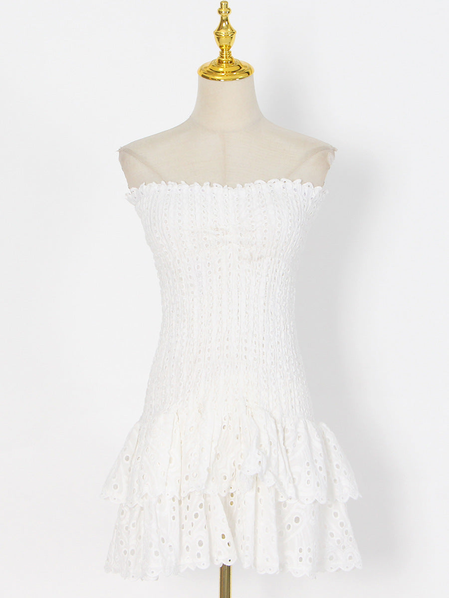 Wendy – A-Linien-Kleid mit Rüschen und modischem Druck für Strandpartys