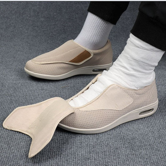 Herren Komfort-Slipper für Diabetiker – Weite orthopädische Schuhe mit Klettverschluss