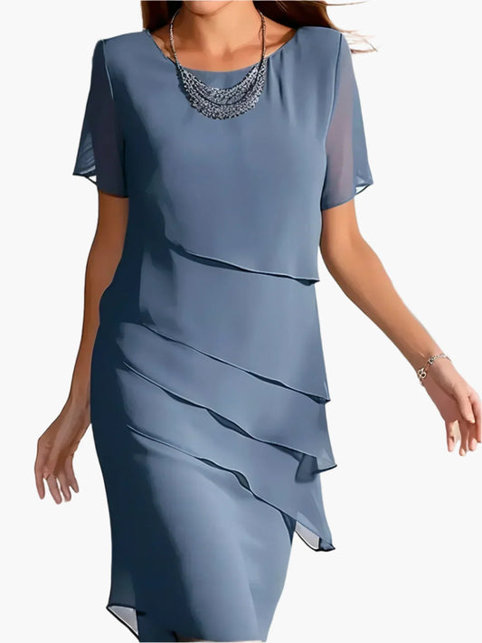 Damen Elegantes Figurformendes Etuikleid – Stilvolles Schichtkleid für festliche Anlässe und Alltag