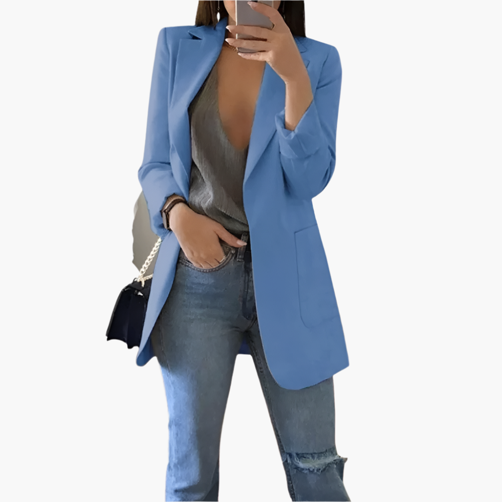Damen Eleganter Blazer Lang Geschnitten – Business & Freizeit, Modern und Vielseitig