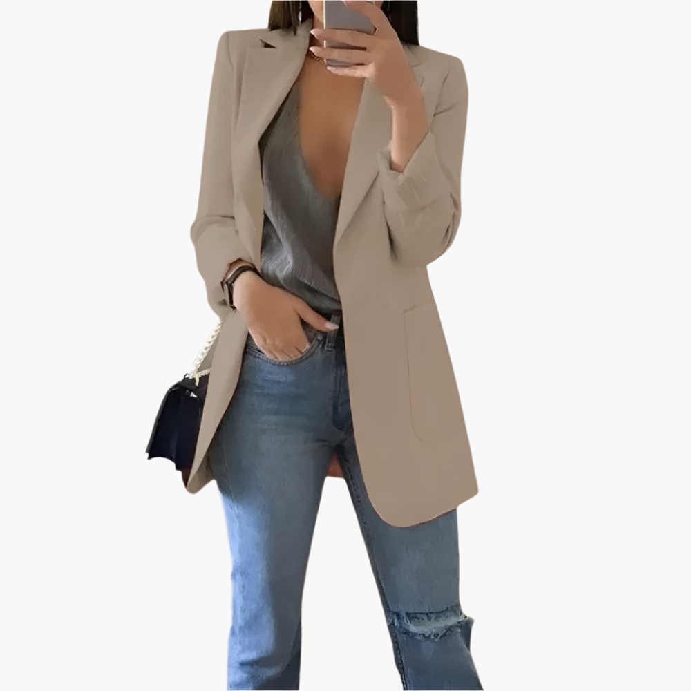 Damen Eleganter Blazer Lang Geschnitten – Business & Freizeit, Modern und Vielseitig