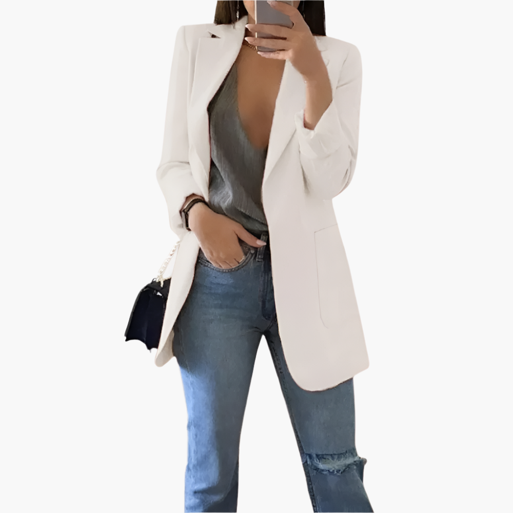 Damen Eleganter Blazer Lang Geschnitten – Business & Freizeit, Modern und Vielseitig