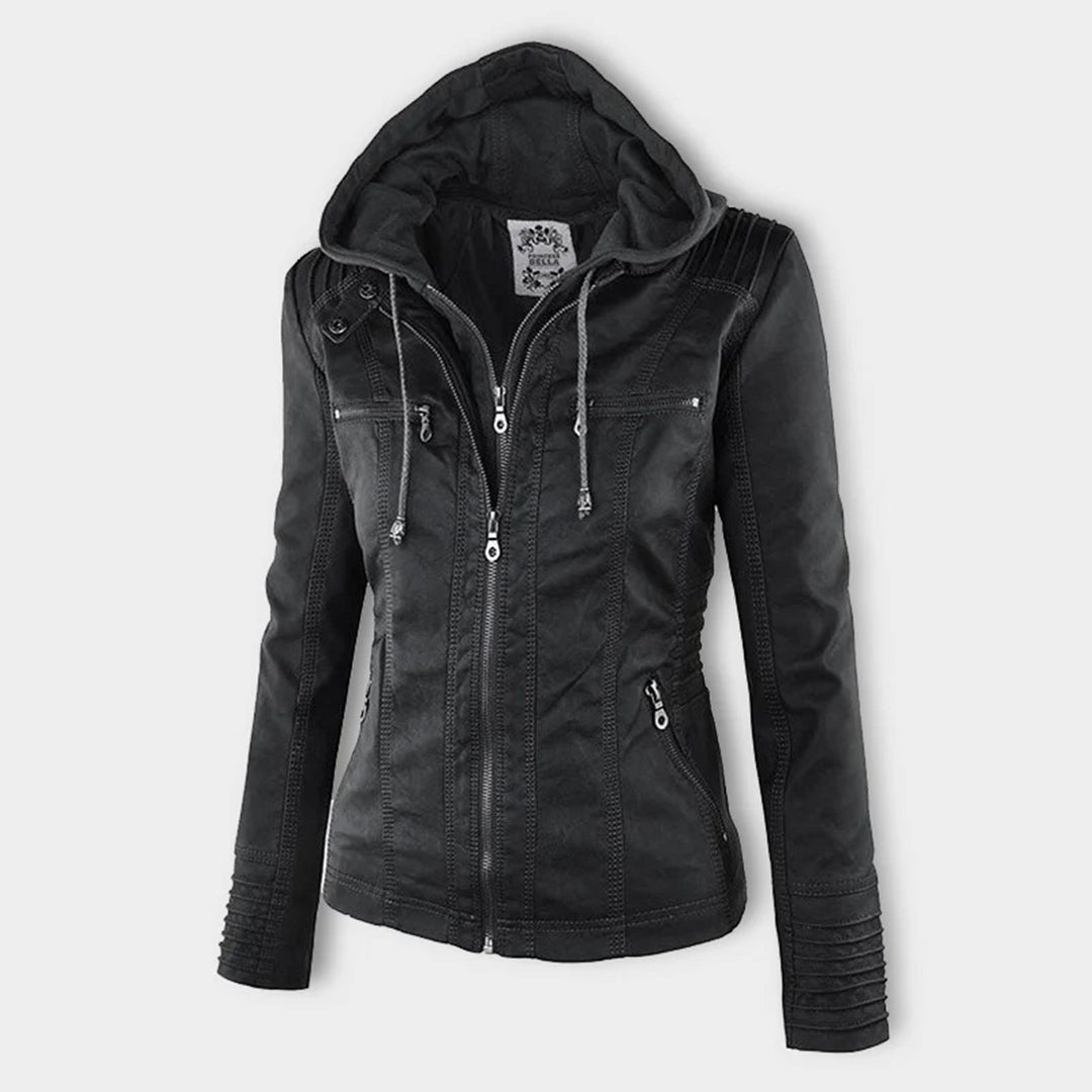 Damen Kunstlederjacke mit Kapuze – Modischer Allrounder für Alltag und Freizeit