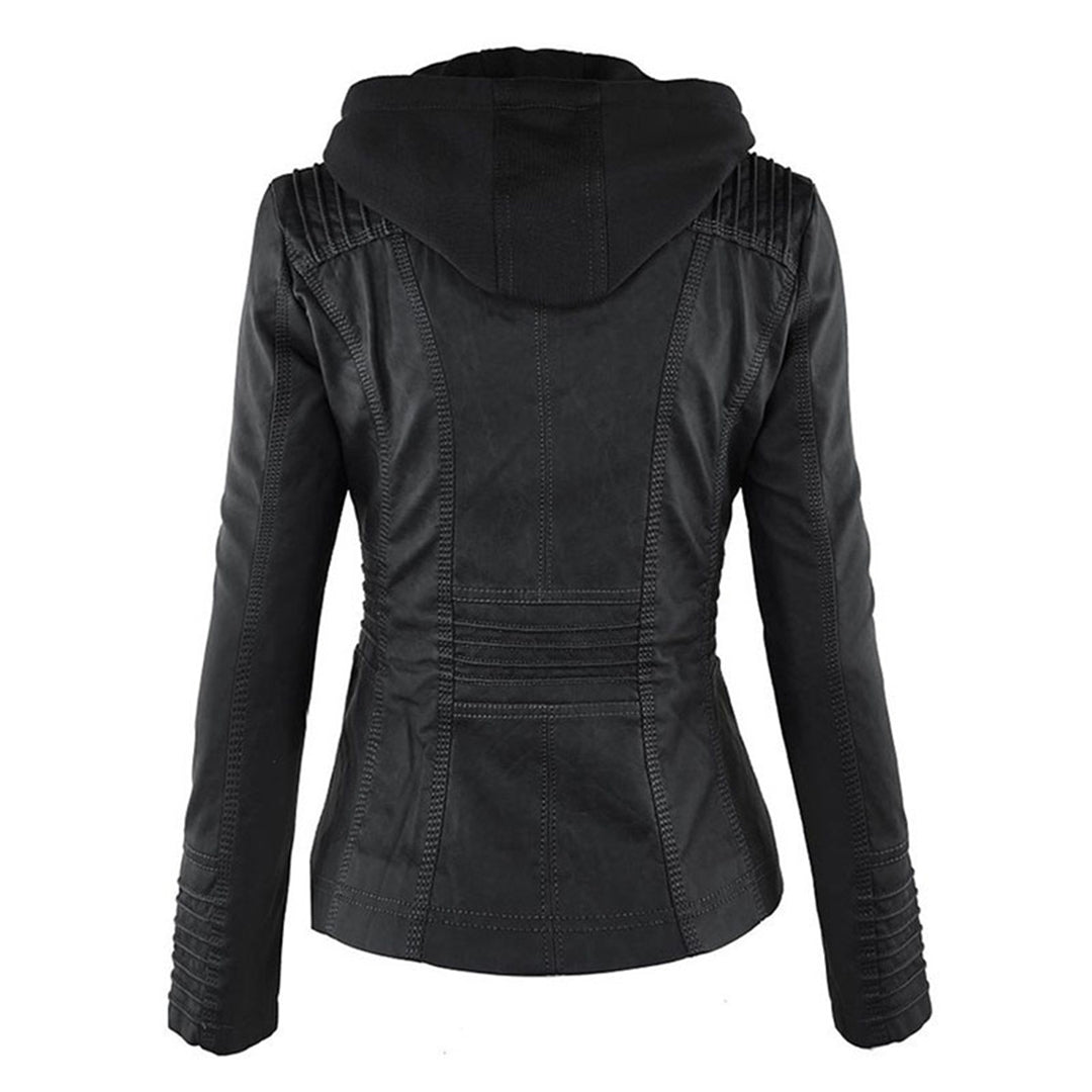 Damen Kunstlederjacke mit Kapuze – Modischer Allrounder für Alltag und Freizeit