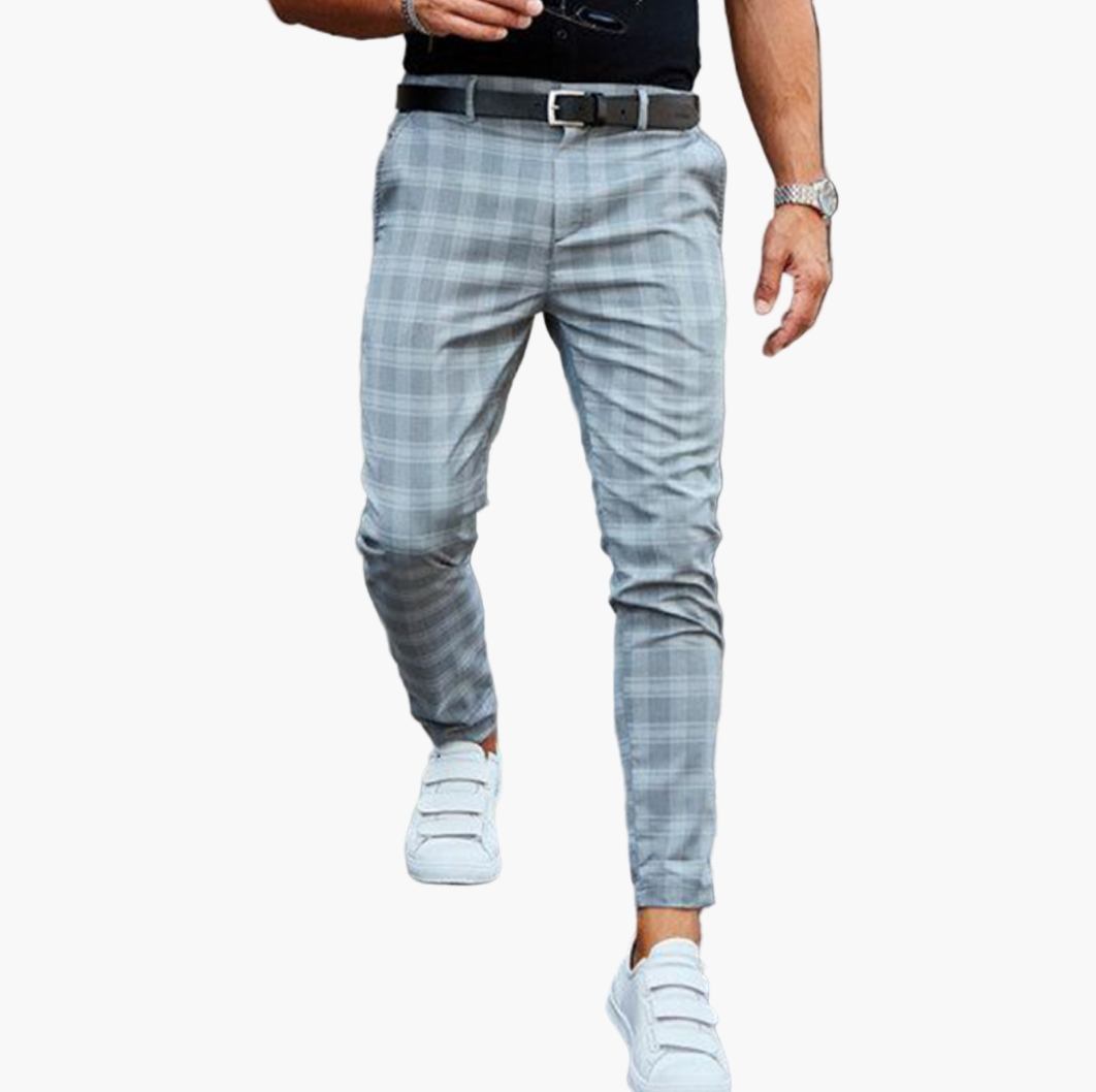 Herren Chinohose Modern Slim Fit Kariert – Stilvolle Business & Freizeit Hose