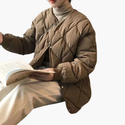 Damen Steppjacke Casual Übergangsjacke mit Knöpfen – Modischer Alltagsbegleiter