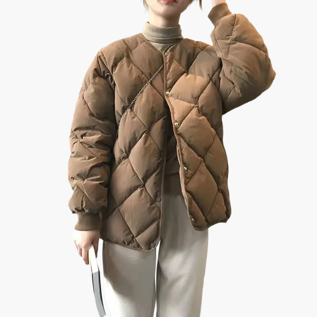 Damen Steppjacke Casual Übergangsjacke mit Knöpfen – Modischer Alltagsbegleiter