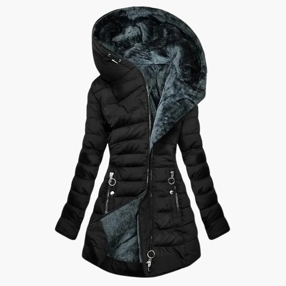 Damen Eleganter Plüschmantel – Warmer Winter Steppmantel für Alltag und Freizeit