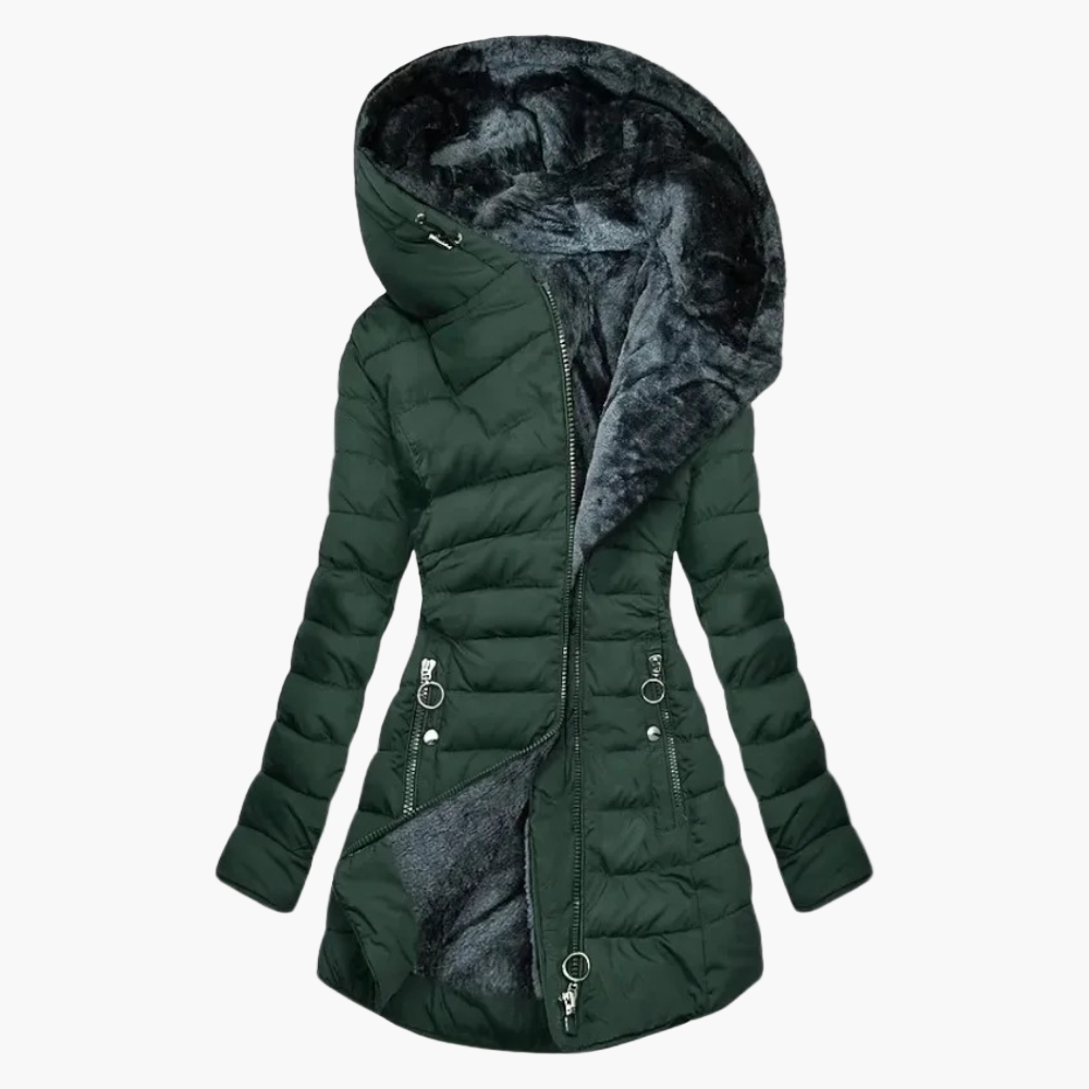 Damen Eleganter Plüschmantel – Warmer Winter Steppmantel für Alltag und Freizeit