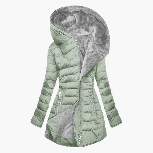Damen Eleganter Plüschmantel – Warmer Winter Steppmantel für Alltag und Freizeit