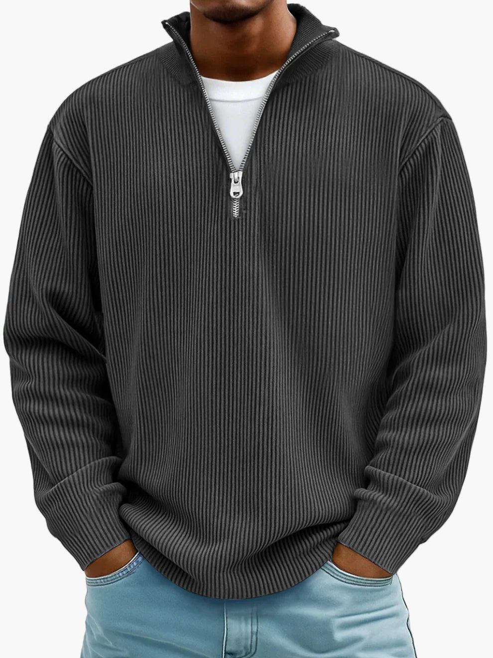 Herren Trend Pullover mit halbem Reißverschluss – Bequemer Freizeit-Sweater im modernen Stil