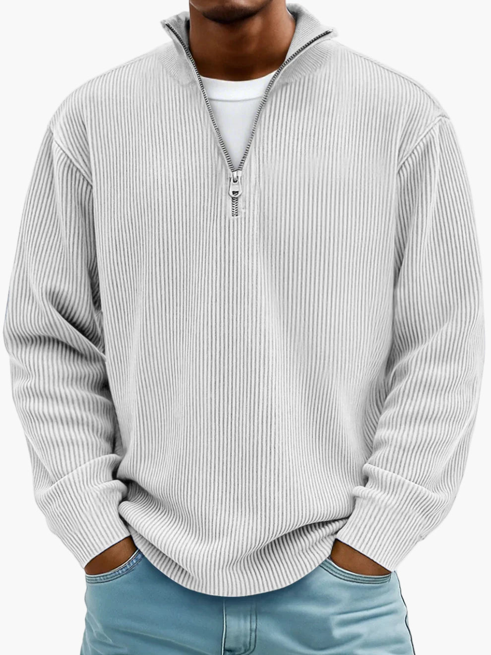 Herren Trend Pullover mit halbem Reißverschluss – Bequemer Freizeit-Sweater im modernen Stil