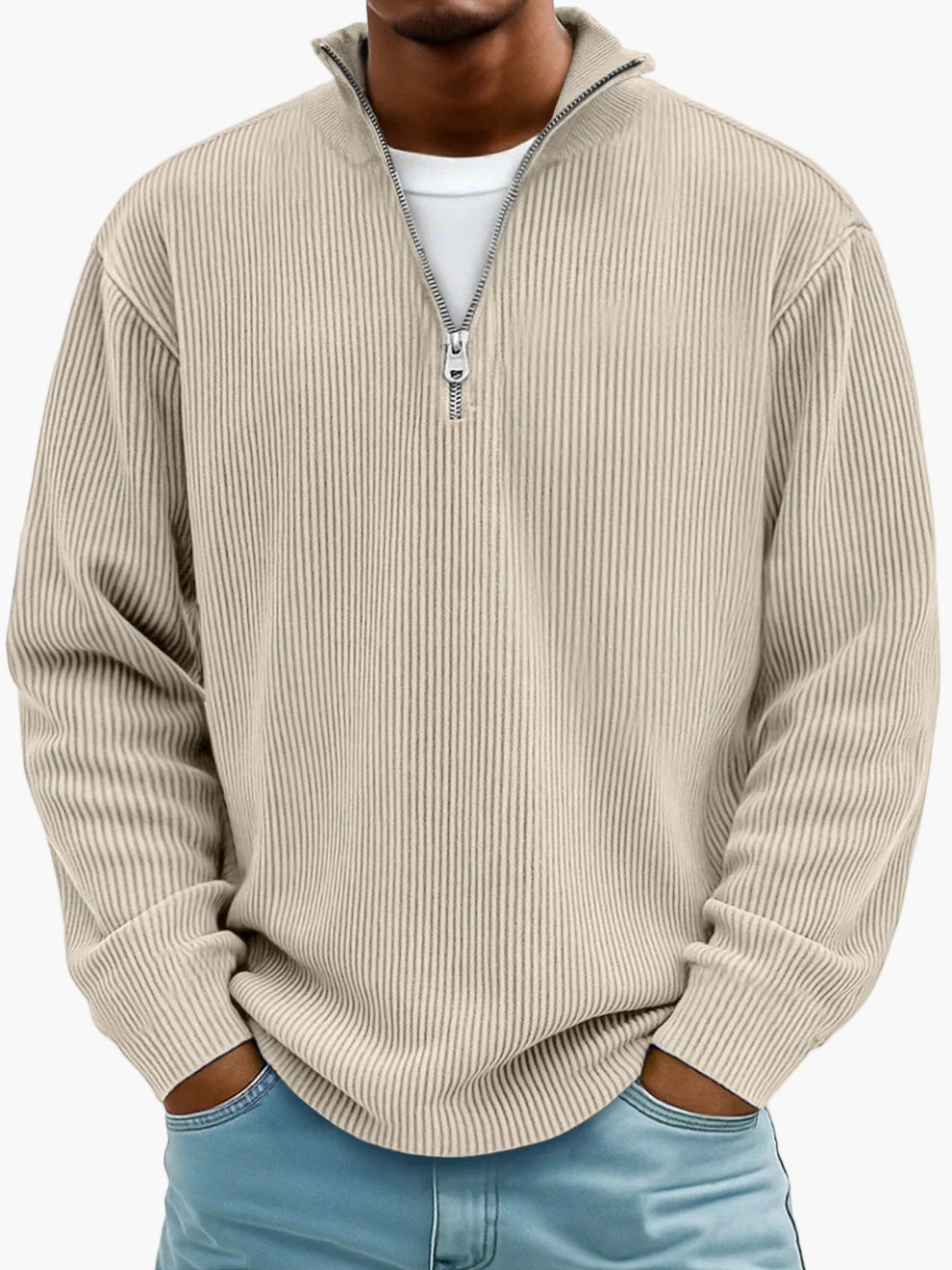 Herren Trend Pullover mit halbem Reißverschluss – Bequemer Freizeit-Sweater im modernen Stil