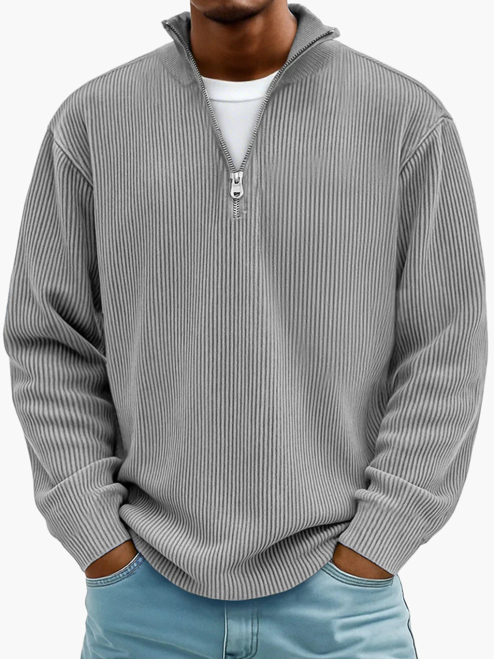 Herren Trend Pullover mit halbem Reißverschluss – Bequemer Freizeit-Sweater im modernen Stil
