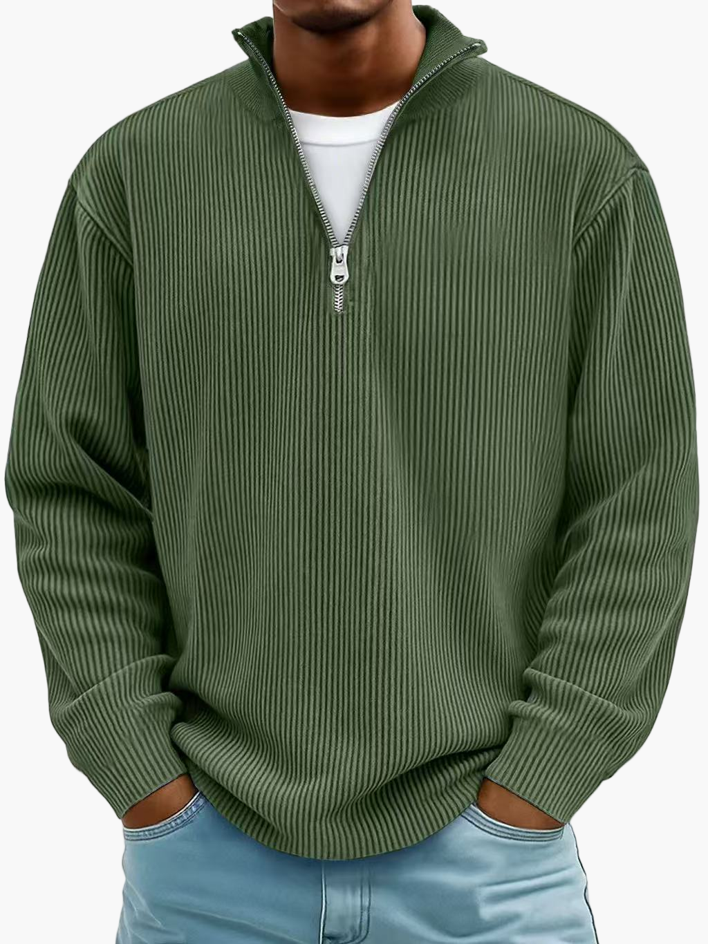 Herren Trend Pullover mit halbem Reißverschluss – Bequemer Freizeit-Sweater im modernen Stil