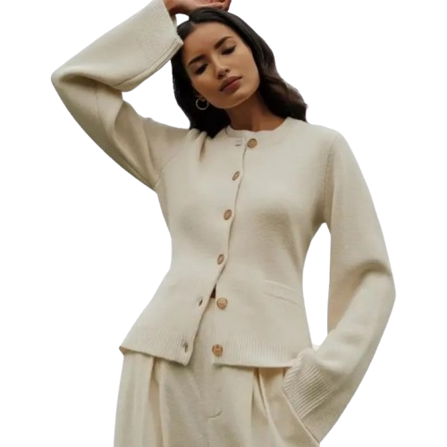 Georgina – Damen Strickjacke mit feinen Ärmeln und Knopfleiste